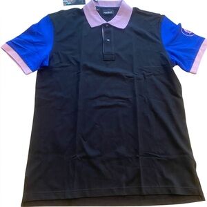 MacEoo Men’s Polo Mozart Block Tip Fitted Shirt New Large Blue Lavender